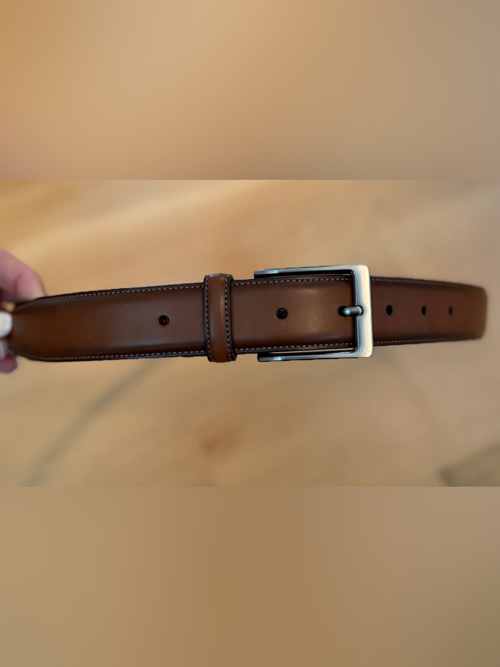 Original Penguin Men's Brown Leather Belt Size 36/90 Silver Buckle HN32051 NWOT